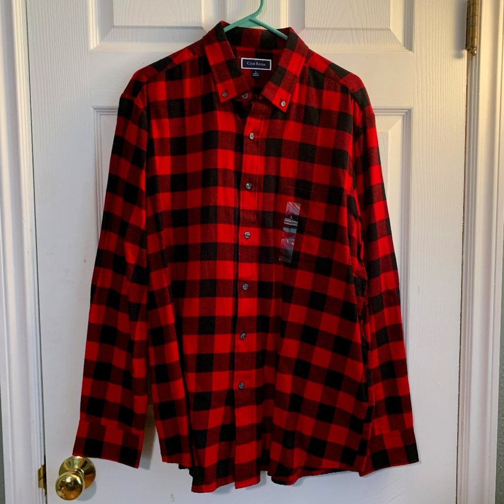 Black and Red Buffalo Print Mens Flannel